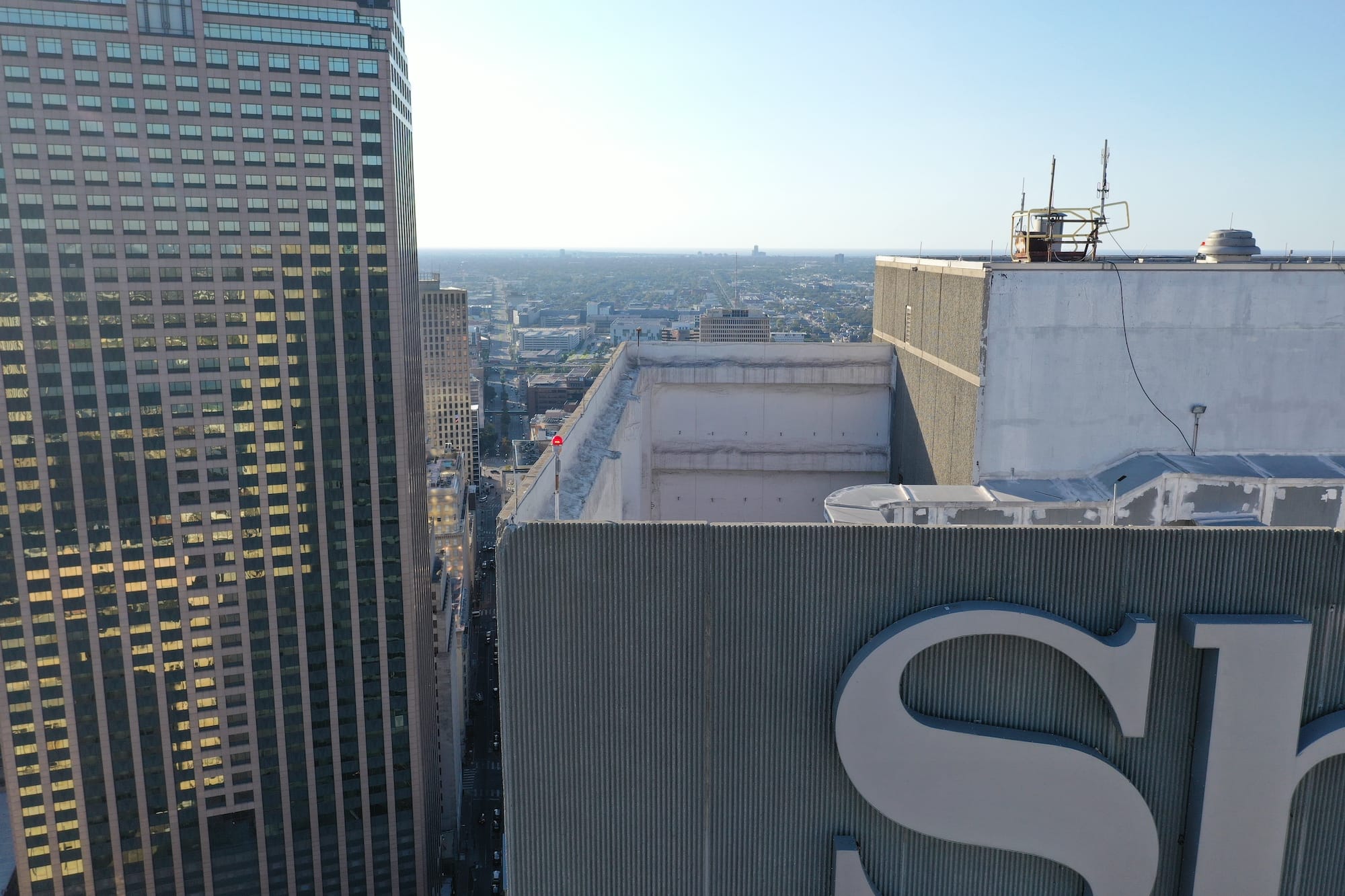 A routine visual inspection of a commercial building.