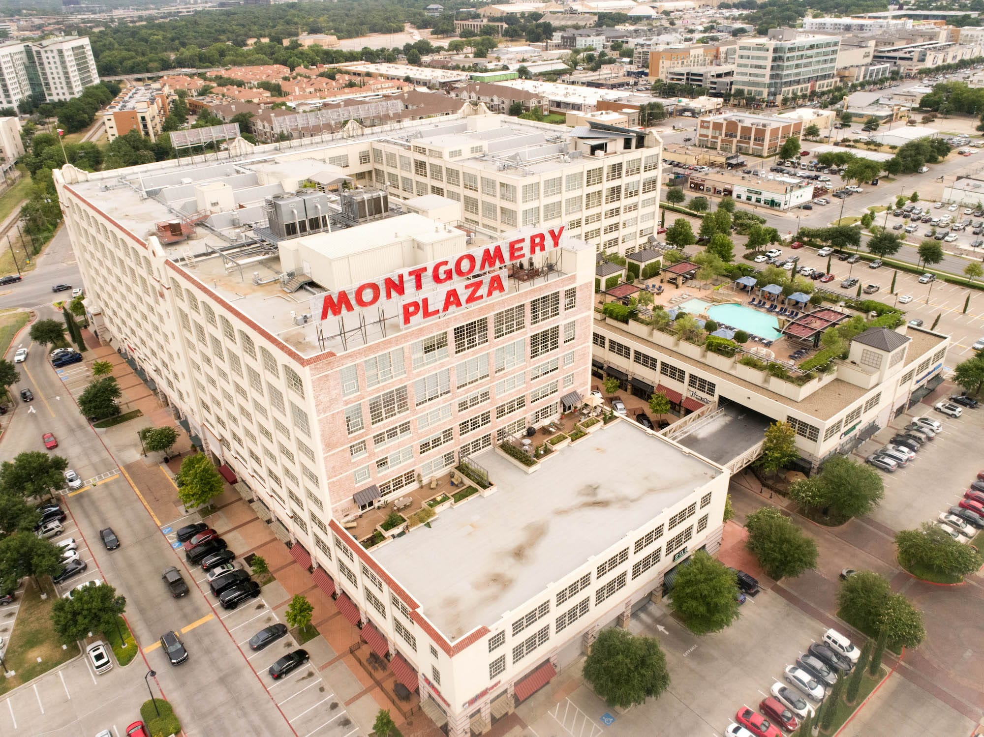 The Montgomery Plaza being routinely inspected by drone.