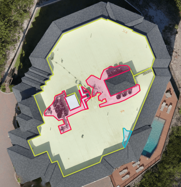 A digitally-outlined roof scanned by a drone.