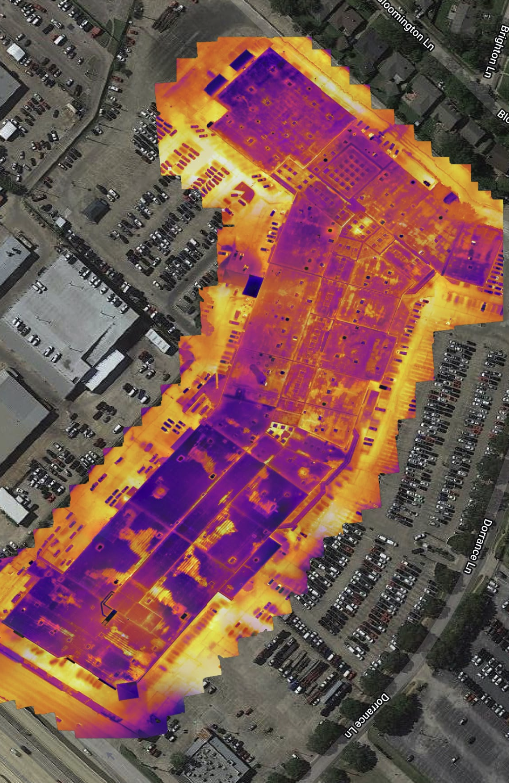 A map of a thermal drone inspection.