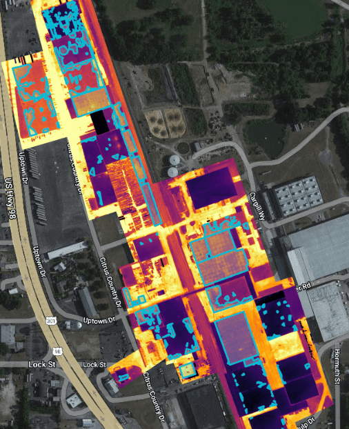 A visual and thermal map of a commercial building.