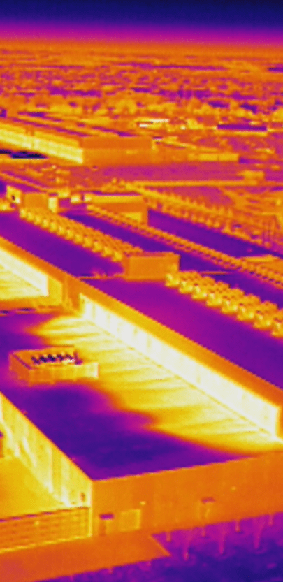 The thermal layout of a large roofing system.