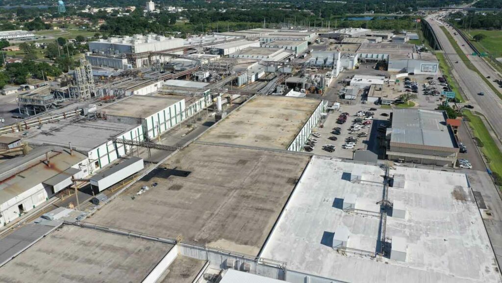 The roof system of a large industrial facility.